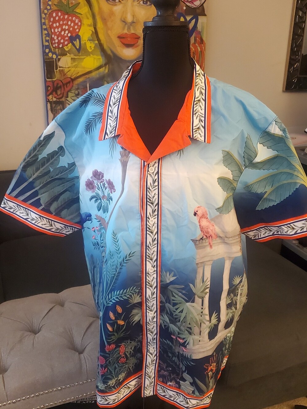 CIVILIZED Multi Color Tropical Parrot Print Button-Up Shirt